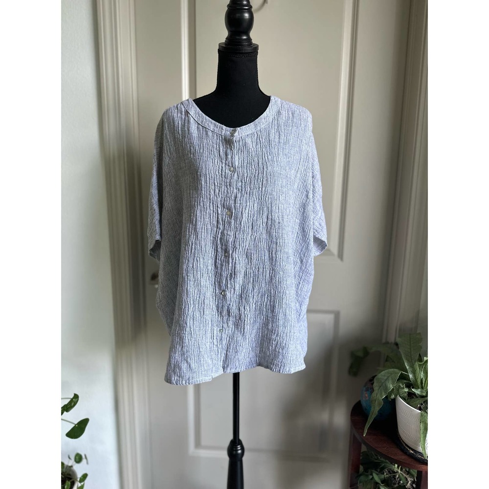 20% OFF BUNDLES! Tahari Linen Button Up Shirt Dolman Sleeves Sz. Large